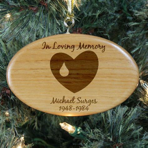 Personalized Engraved In Loving Memory Memorial Wooden Oval Ornament