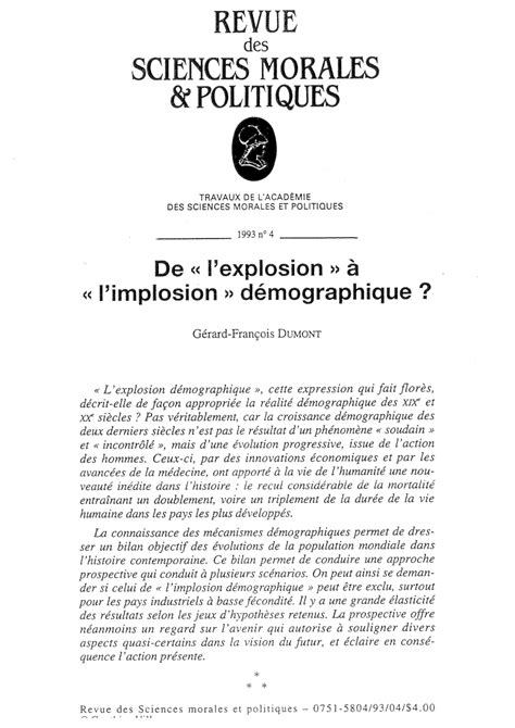 Pdf De Lexplosion A Limplosion DÉmographique From