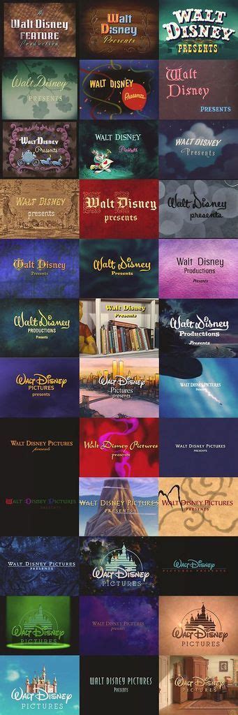 the many opening title cards of disney movies disney presents walt disney pictures walt disney