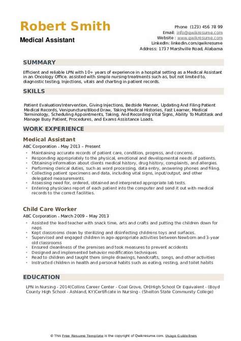 Knowledge of major third party payer requirements in massachusetts. Medical Assistant Resume Samples | QwikResume