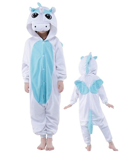 Blue Unicorn Onesie Kids Kigurumi Polar Fleece Animal Costumes For