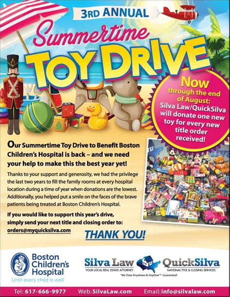3rd Annual Summertime Toy Drive Waltham Boston Real Estate Law Firm
