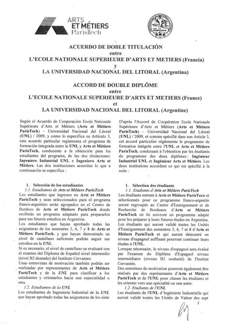 Acuerdo De Doble Titulación Ecole Superieure Darts Et Metiers By Secretaría De Relaciones