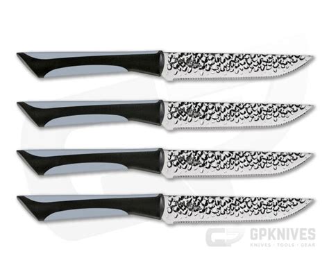 Kai Luna 4 Piece Steak Knife Set With Black And Gray Soft Grip Handles