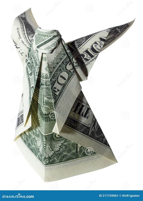 Money Origami Angel Folded With Real One Dollar Bill Isolated On White