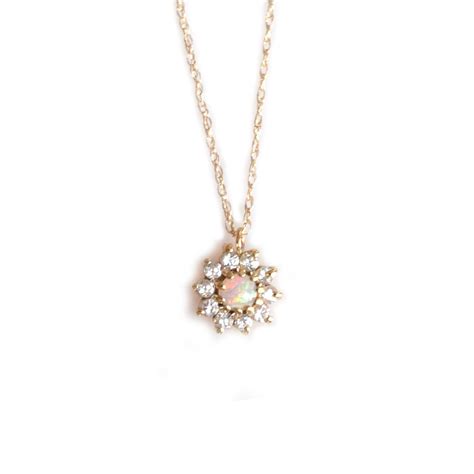 14kt Gold Opal And Sapphire Fleur De Coeur Pendant Sunflower Jewelry