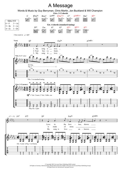 A Message By Coldplay Guitar Tab Guitar Instructor