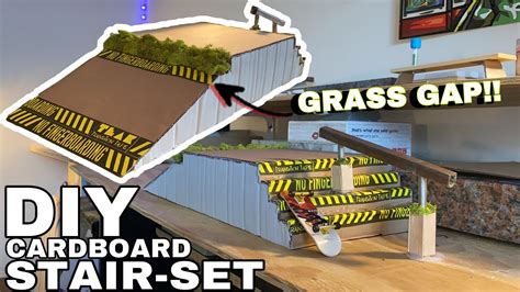Diy Fingerboard Cardboard Stair Set With Grass Gap Youtube