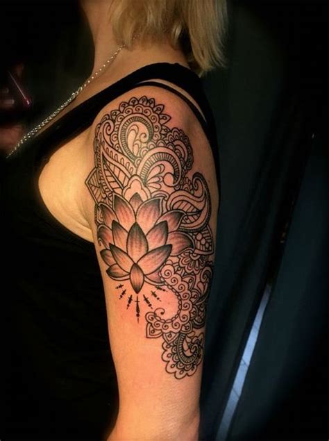 New Magnificent Henna Flower Tattoos On Upper Arm For Girls And Women