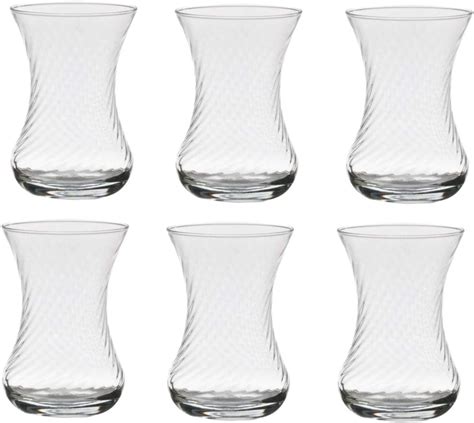 Pasabahce Incebel 42781 Set Of 6 Turkish Tea Glasses With Spiral Look
