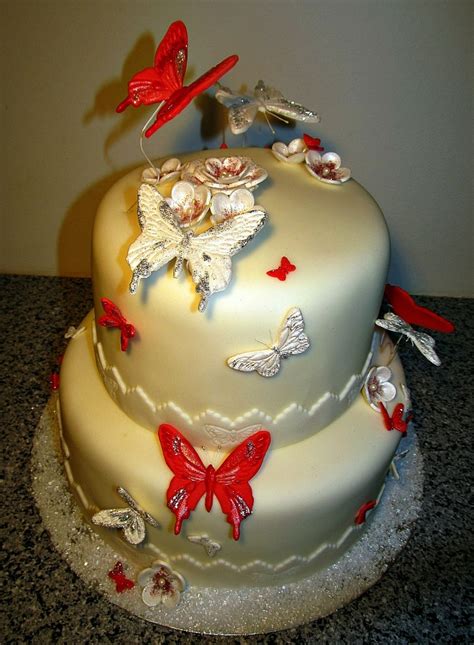 Made by us @cakeclubapp www.cakeclub.me. Red And White Butterfly 18Th Birthday Cake - CakeCentral.com
