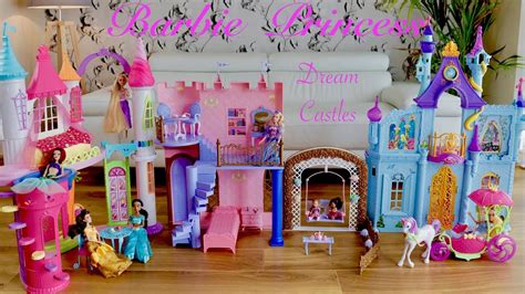 3 Barbie Princess Dream Castles Dollhouse Unboxing Set Up Play Boneka