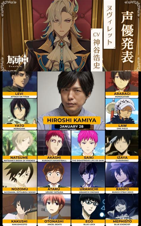 Japanese VA for Fontaine line up and their notable roles. : r/Genshin