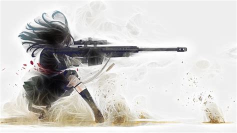 Anime Girls Gun Sniper Rifle Kozaki Yuusuke Wallpapers Hd Desktop