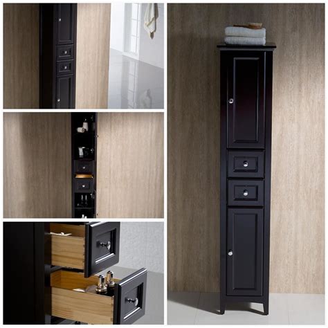 The cabinet frame is made from solid wood, and is nicely accented with dovetail drawers and plenty of storage space. Fresca Oxford Espresso Tall Bathroom Linen Cabinet (With ...