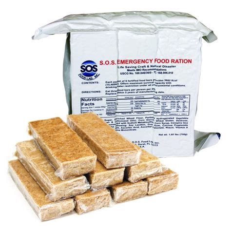 Emergency ration bars are also known as power bars, nutrition bars, or energy bricks. SOS 3600 Calorie Food Bar - Quake Kit