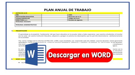 Plan Anual De Trabajo Pat Según Directivas 2023 En Formato Word