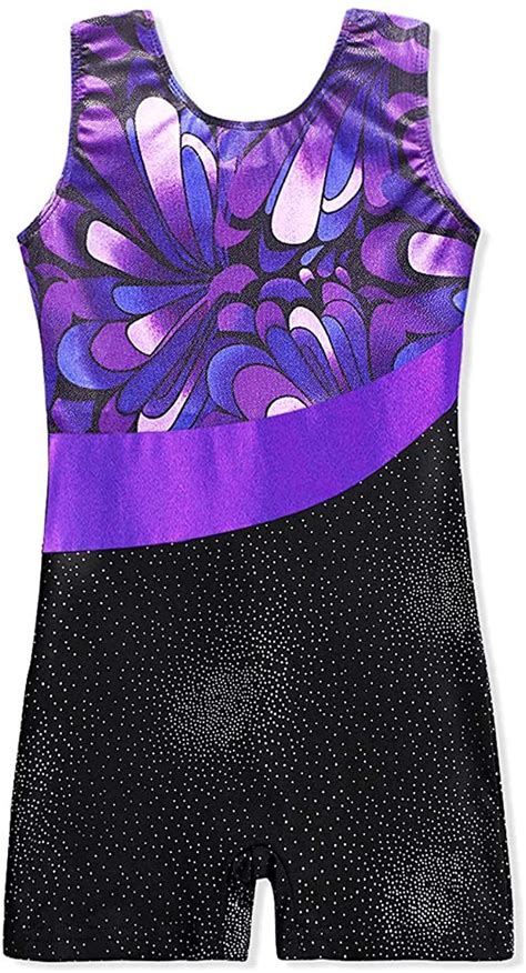 Leotards For Girls Gymnastics With Shorts Sparkle Butterfly Flowers