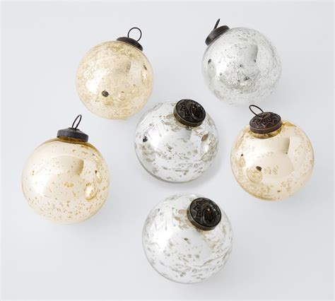 Mercury Glass Ball Ornaments Set Of 6 Pottery Barn