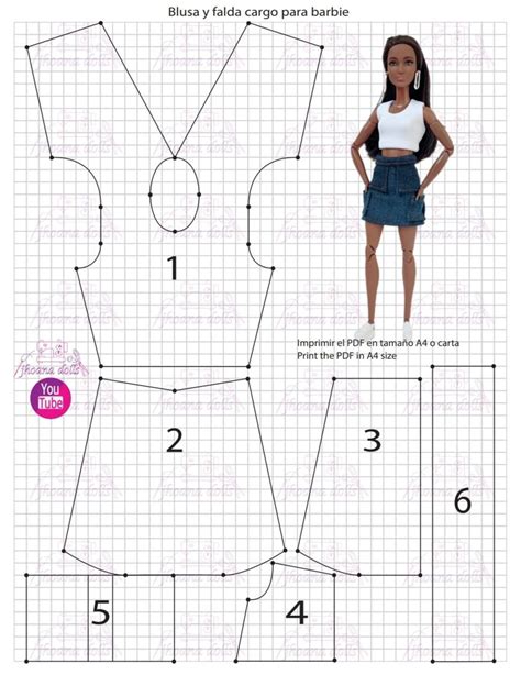 Blusa Y Falda Cargo Para Barbie Coser Ropa De Muñecas Ropa Para