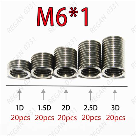 100pcs M6x10 Stainless Steel Helicoil Thread Inserts Assortments