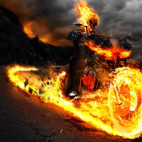 2048x2048 Ghost Rider On Bike Artwork Ipad Air Hd 4k Wallpapersimages