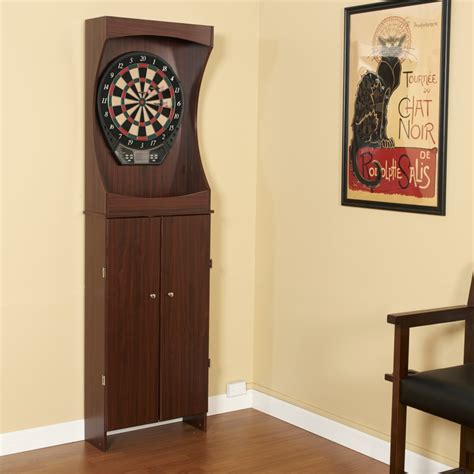 Outlaw Free Standing Dartboard Cabinet Set Cherry Finish