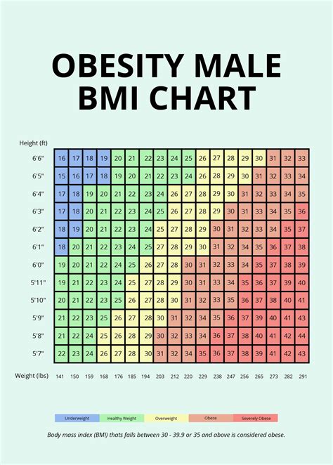 Free Obesity Male Bmi Chart Download In Word Pdf Illustrator Psd