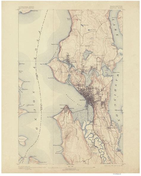 Seattle 1903 Old Topo Map Puget Sound Edited Reprint Of The