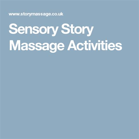 Sensory Story Massage Activities Sensory Massage Multisensory