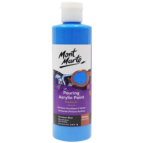 Mont Marte Acrylic Pouring Paint 240ml Bottle Cerulean Blue