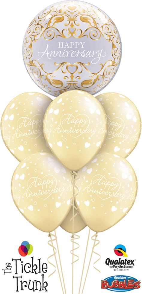 Happy Anniversary Gold Med Classic Balloon Bouquet Onlineweddingstore