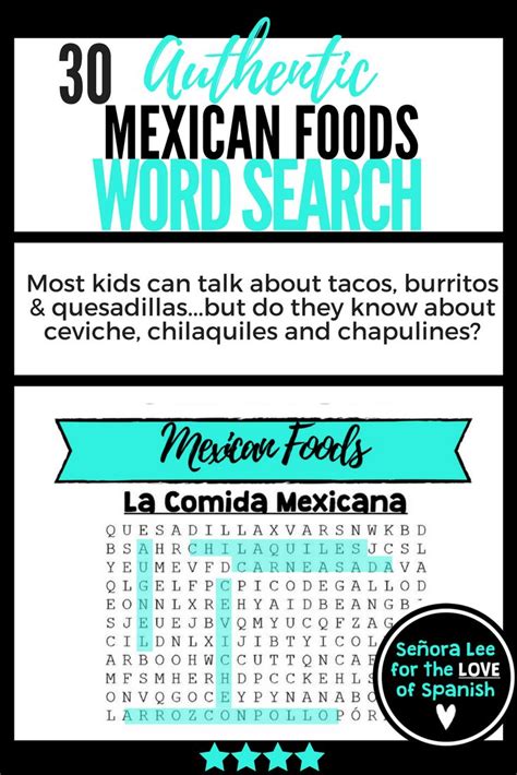 Mexican Food Word Search La Comida Mexicana Learn Another Language