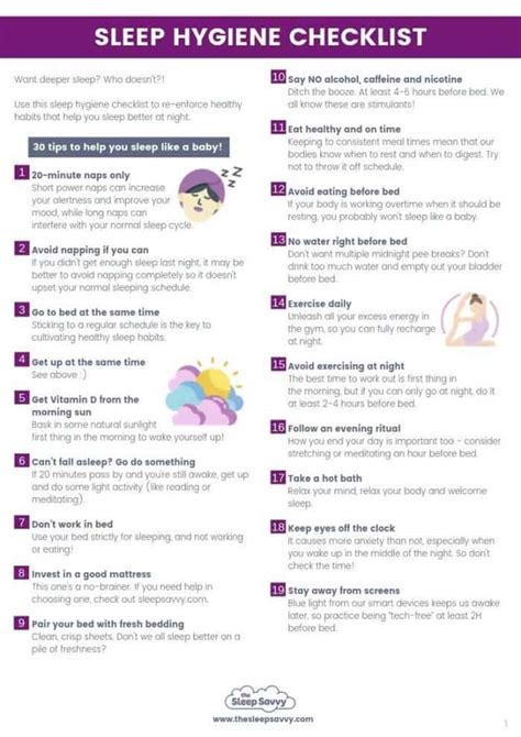 30 Tips To Better Zzzs Free Sleep Hygiene Pdf Handout Here