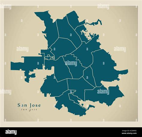 Modern City Map San Jose City Of The Usa With Neighborhoods Stock Vector Image And Art Alamy