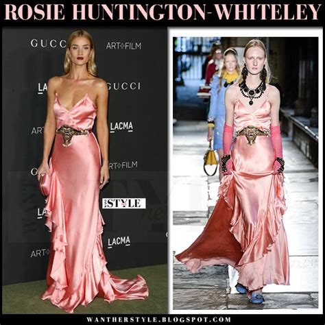 Rosie Huntington Whiteley In Silk Pink Slip Dress On The Red Carpet At