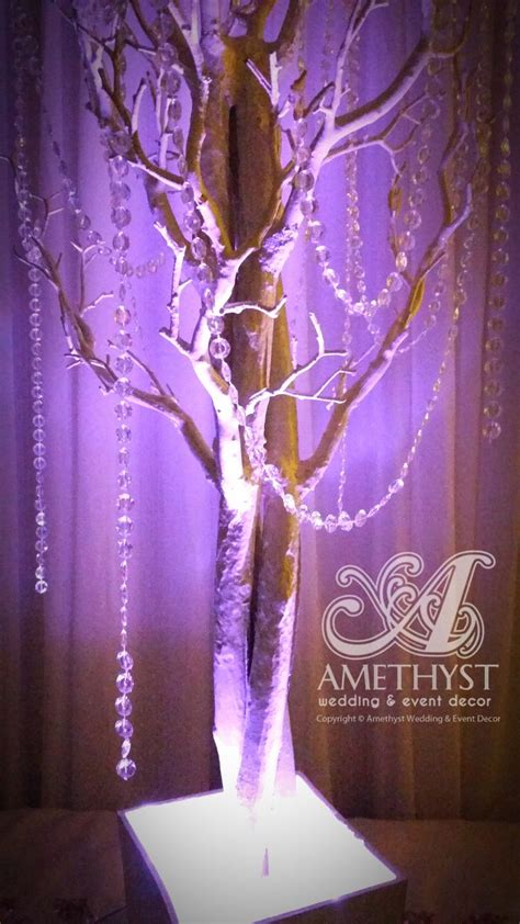Manzanita Tree Centerpiece With Hanging Crystals And Led Lights Tree