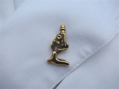 Gold Microscope Lapel Pin Cc166g Science And Lab Pins For Etsy