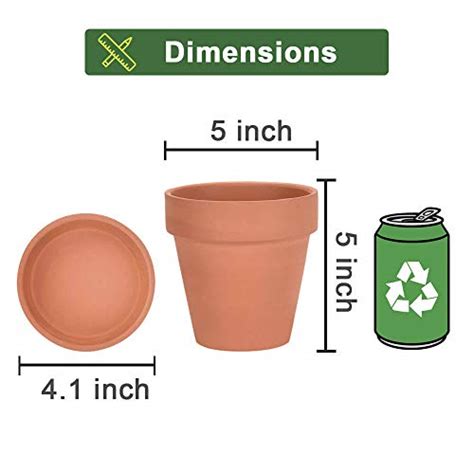 Riseuvo 5 Inch Terra Cotta Pots With Saucer 6 Pack Clay Flower Pots