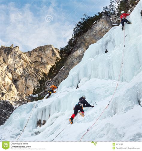 A Group Of Ice Climbers In South Tyrol Italy Editorial