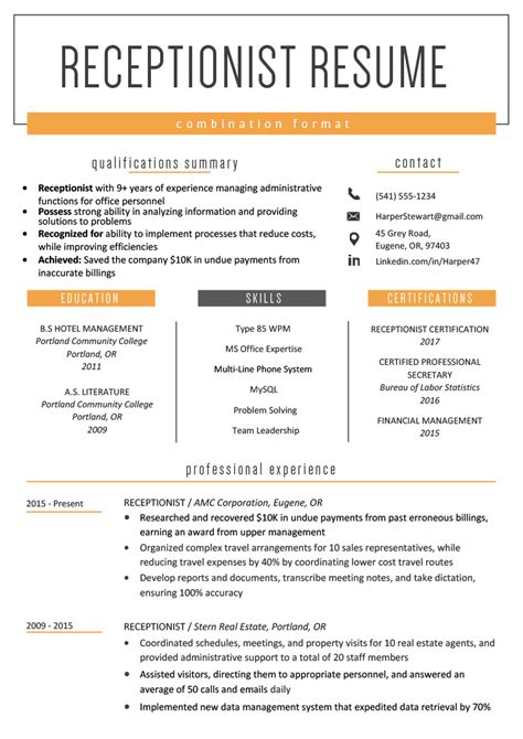 When creating a resume, it's important to use the right format. Combination Resume: Template, Examples & Writing Guide
