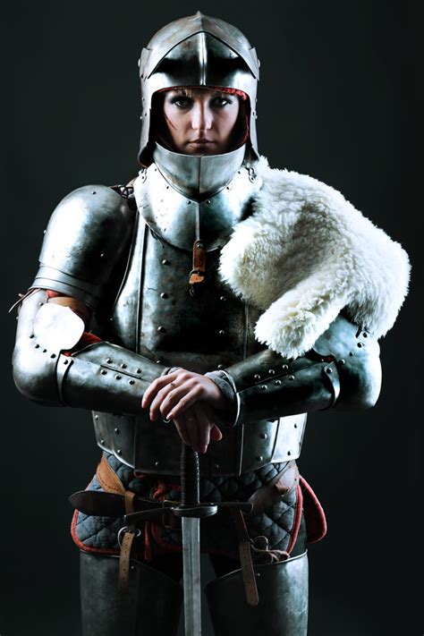Wearing A Armor Of The Female Knight Stock Photo People