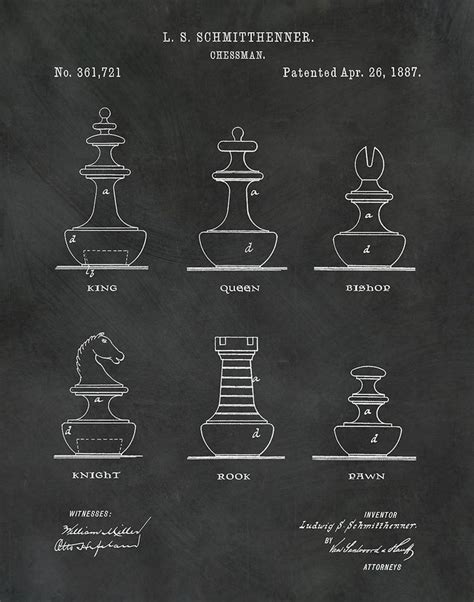 1887 Chessman Patent Print Chess Pieces Blueprint Chessmen Etsy