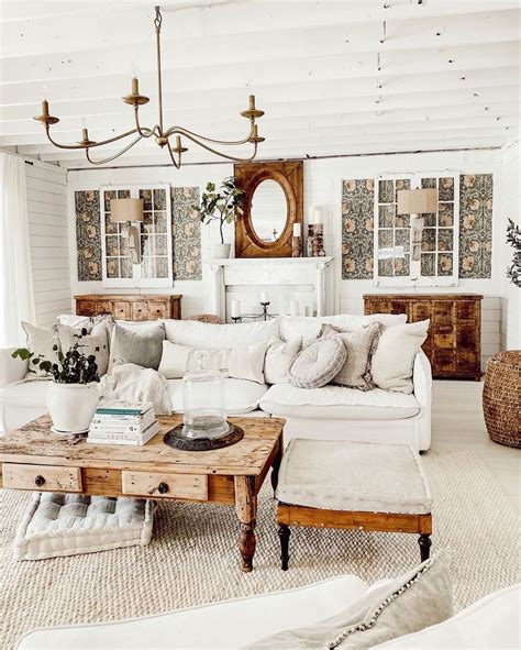 15 Farmhouse Living Rooms With Leather Furniture Kitchen Living Room Decor