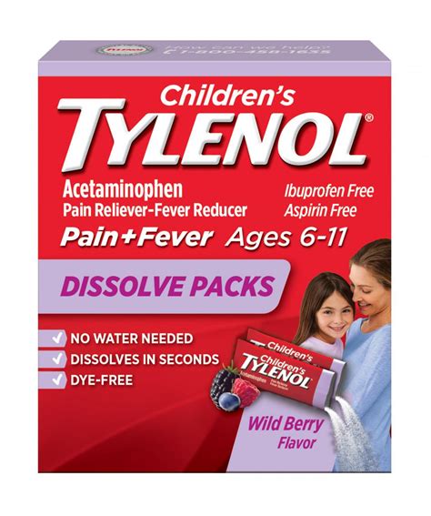 Childrens Tylenol® Acetaminophen Dissolve Packs For Pain And Fever