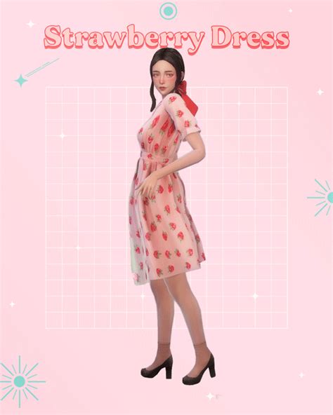 Miiko Strawberry Dress For The Sims 4 A Summer Y Midi