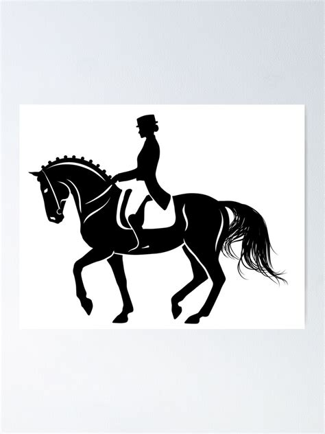 Detailed Silhouette Of A Dressage Horse Performing Piaffe Poster By