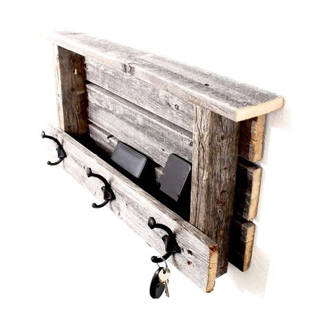 Rustic Farmhouse Wood Shelf With Hooks Barnwood Usa