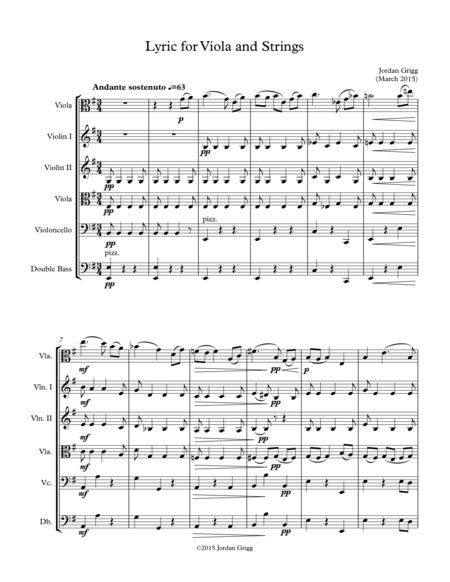 Lyric For Viola And Strings Sheet Music Jordan Grigg Orchestra
