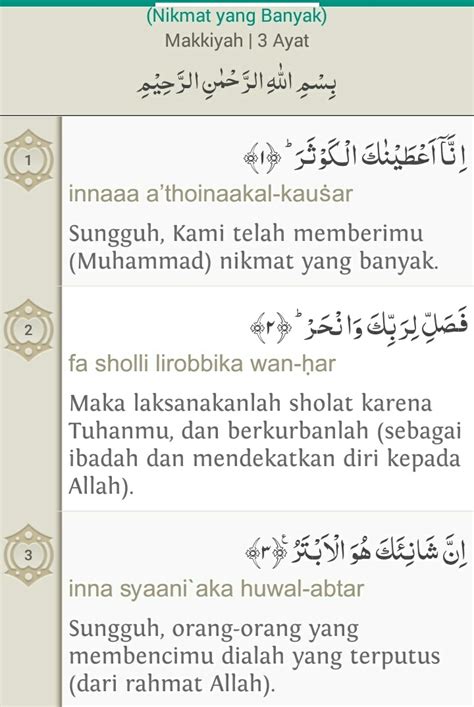 Surat Al Kautsar Surat Yang Ke